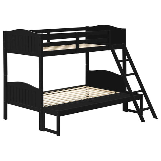 Arlo Twin/Full Bunk Bed with Ladder Black