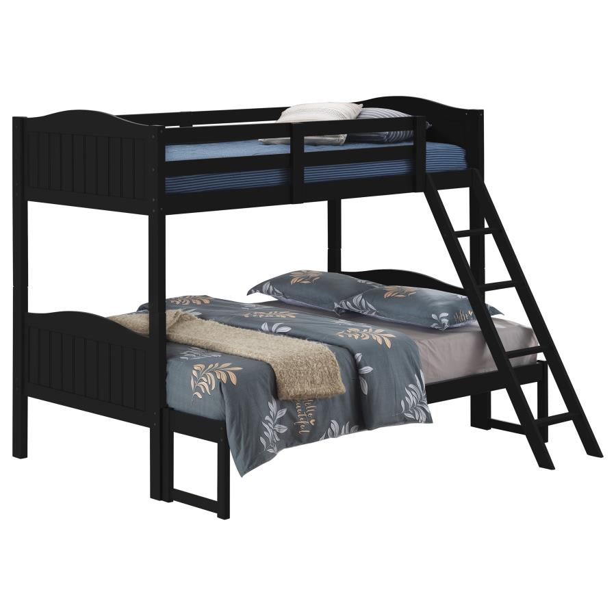 Arlo Twin/Full Bunk Bed with Ladder Black