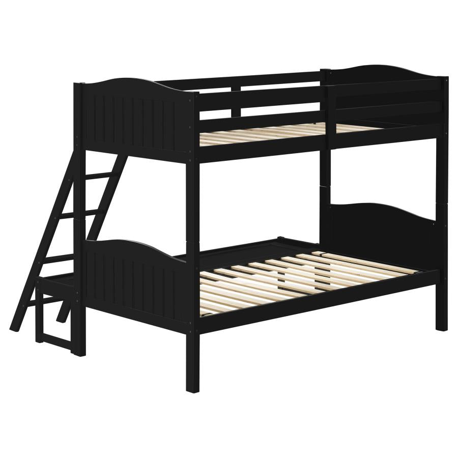 Arlo Twin/Full Bunk Bed with Ladder Black