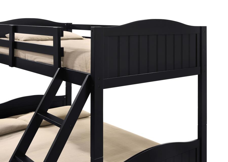 Arlo Twin/Full Bunk Bed with Ladder Black