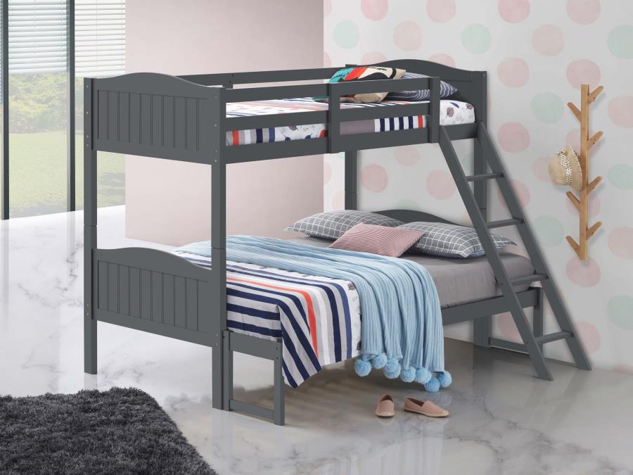 Arlo Twin/Full Bunk Bed with Ladder Grey