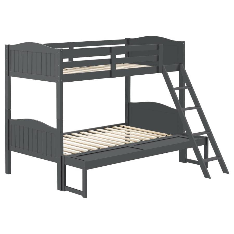 Arlo Twin/Full Bunk Bed with Ladder Grey