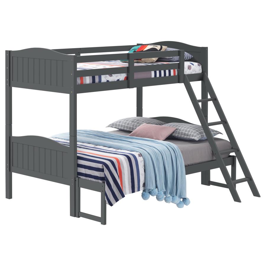 Arlo Twin/Full Bunk Bed with Ladder Grey