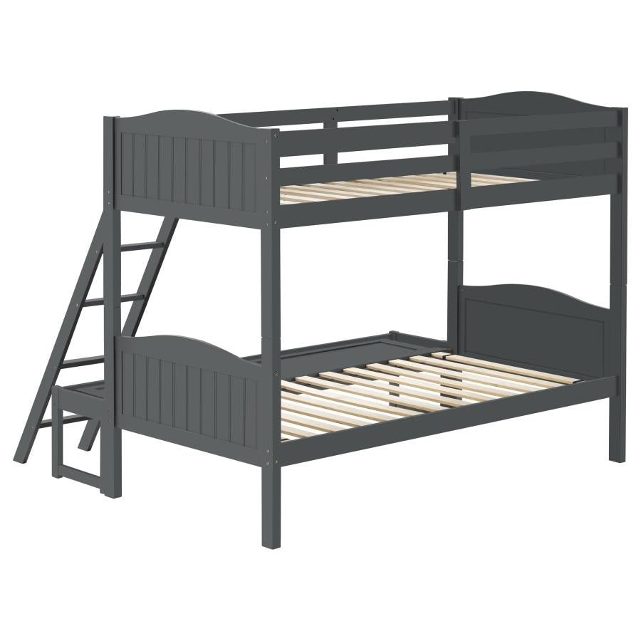 Arlo Twin/Full Bunk Bed with Ladder Grey