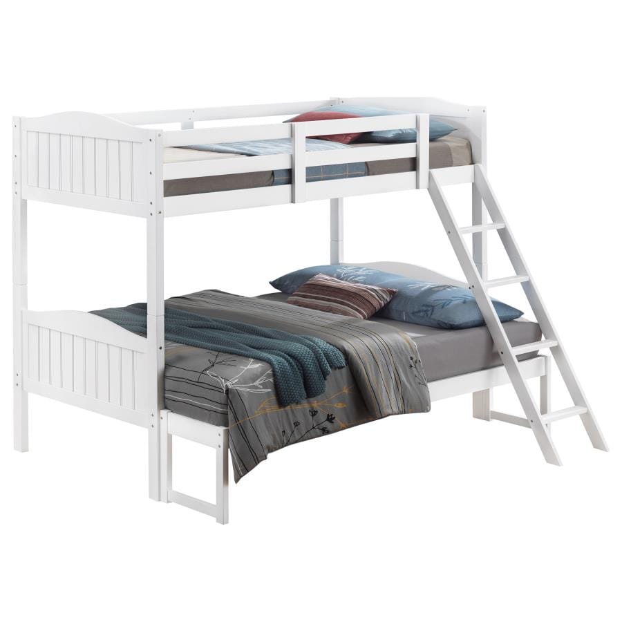 Arlo Twin/Full Bunk Bed with Ladder White