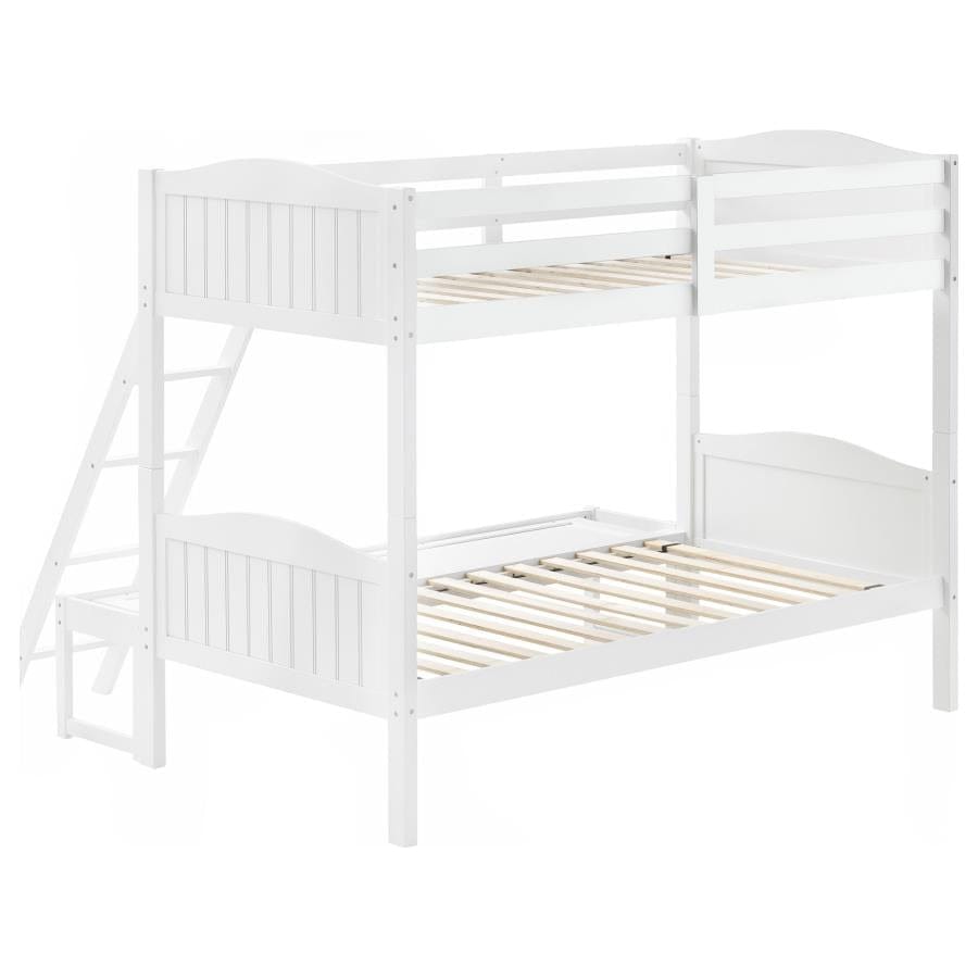 Arlo Twin/Full Bunk Bed with Ladder White