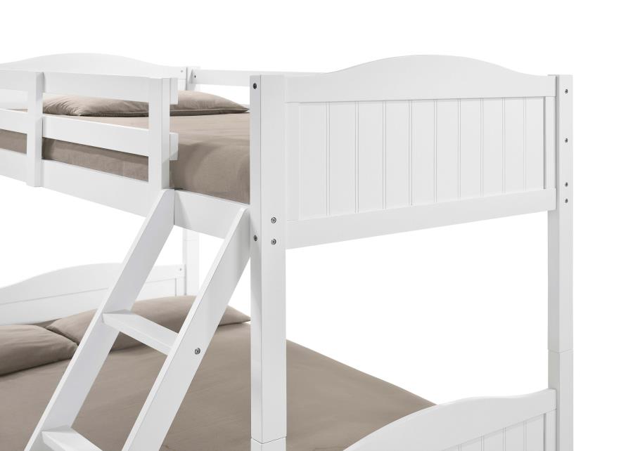 Arlo Twin/Full Bunk Bed with Ladder White