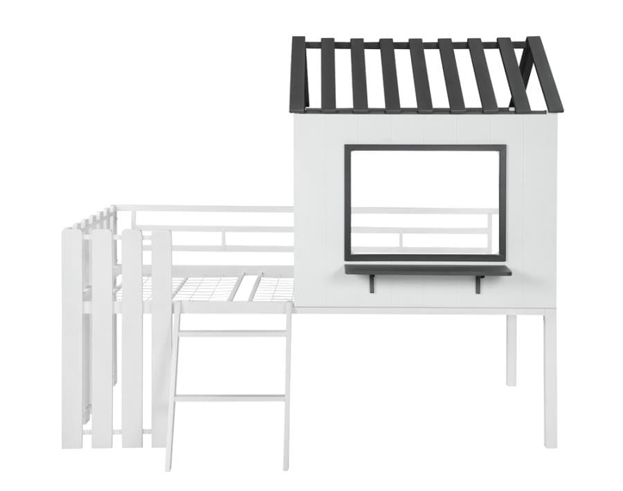 Belton House-designed Twin Loft Bed White and Gunmetal