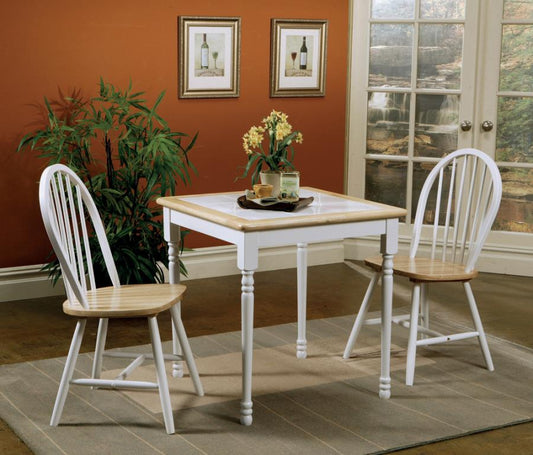 5-piece Square Dining Set Natural Brown and White