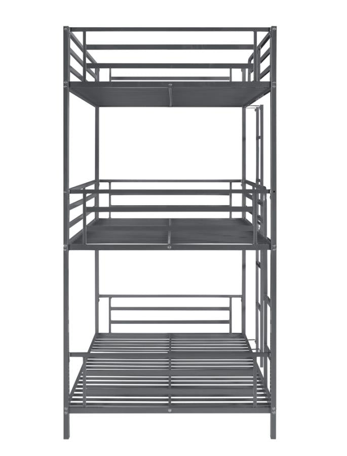 Maynard Metal Triple Twin Bunk Bed Gunmetal