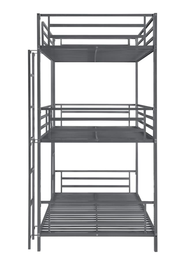 Maynard Metal Triple Twin Bunk Bed Gunmetal