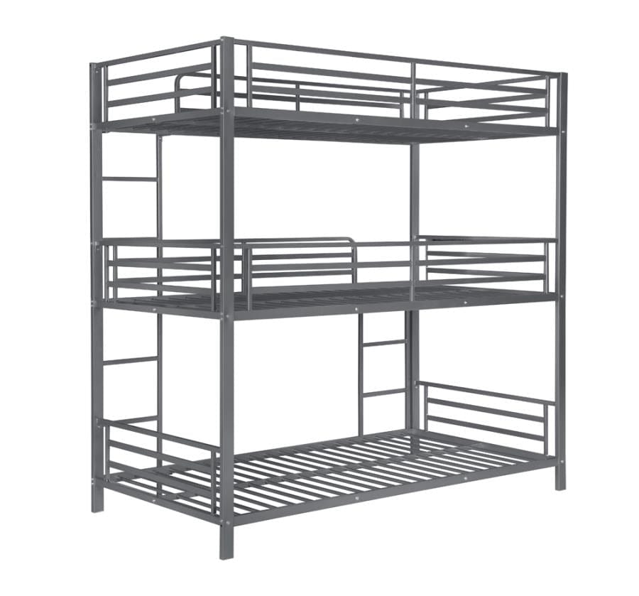 Maynard Metal Triple Twin Bunk Bed Gunmetal