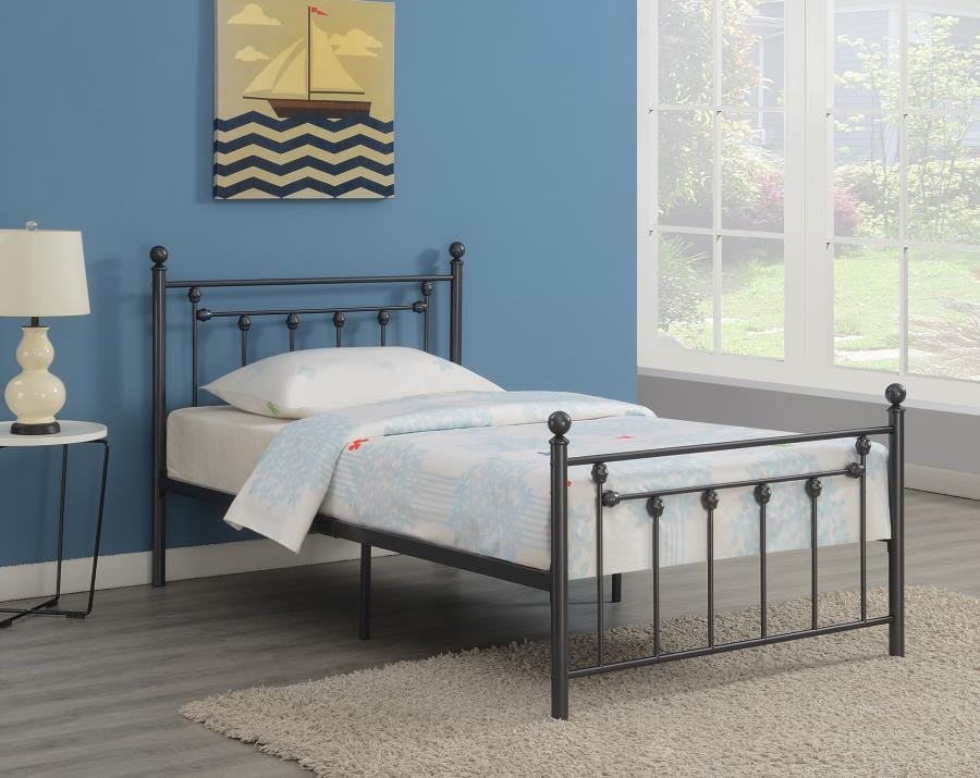 Canon Metal Slatted Headboard Platform Bed