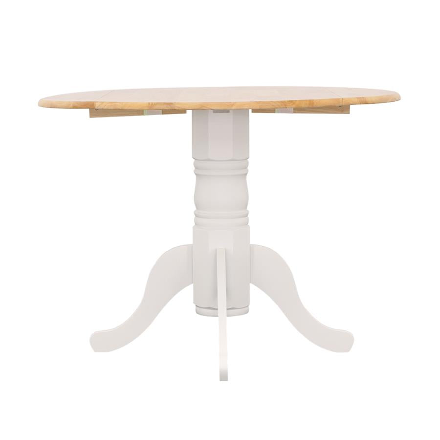 Allison Drop Leaf Round Dining Table Natural Brown and White