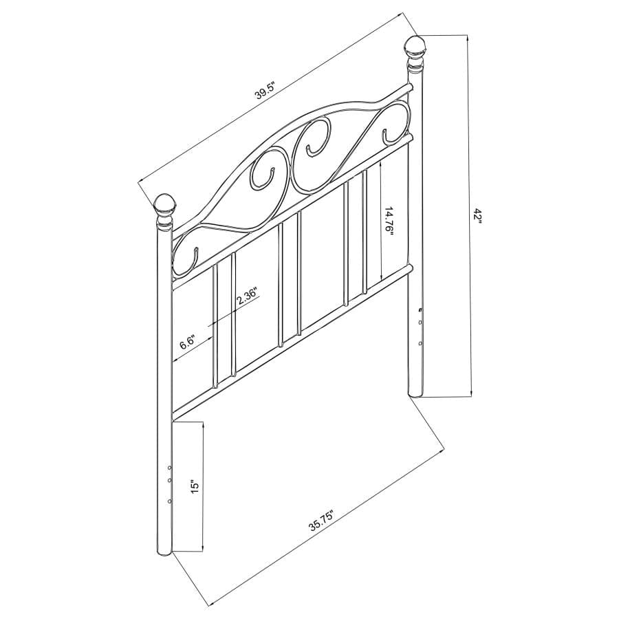 Ellis Scroll Twin Headboard Dark Bronze