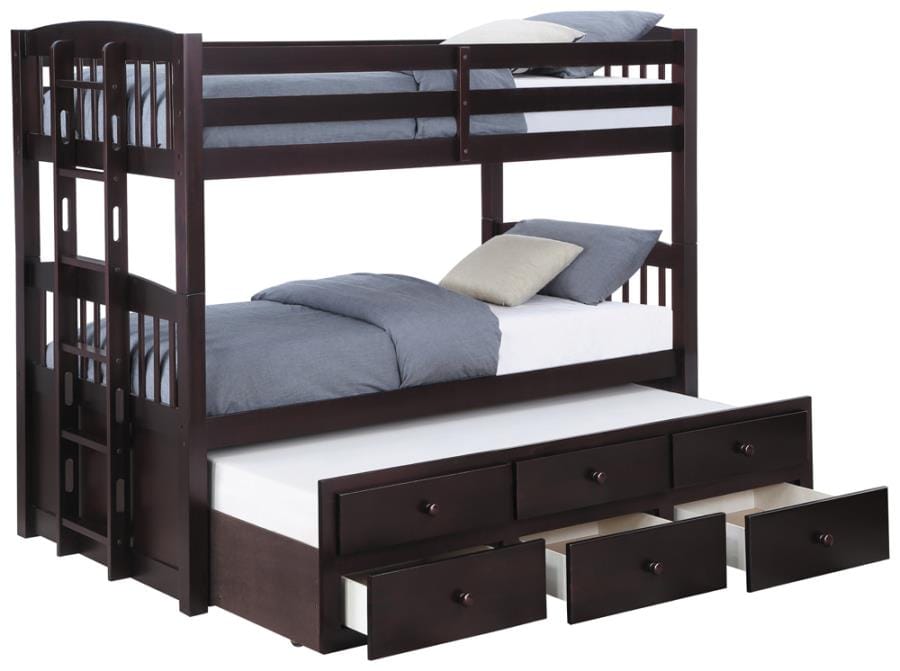 Kensington Twin over Twin Bunk Bed with Trundle Cappuccino