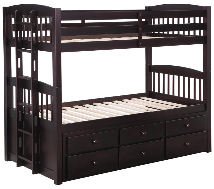 Kensington Twin over Twin Bunk Bed with Trundle Cappuccino