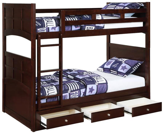 Jasper Twin over Twin Bunk Bed with Ladder Cappuccino