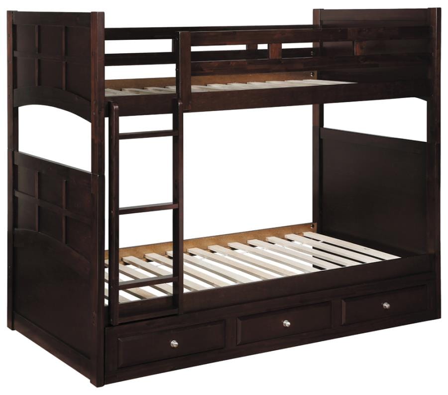 Jasper Twin over Twin Bunk Bed with Ladder Cappuccino