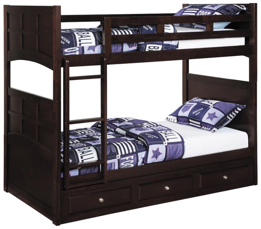 Jasper Twin over Twin Bunk Bed with Ladder Cappuccino