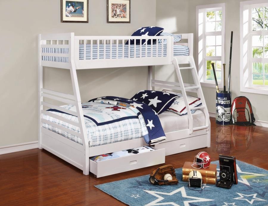 Ashton Twin over Full 2-drawer Bunk Bed White