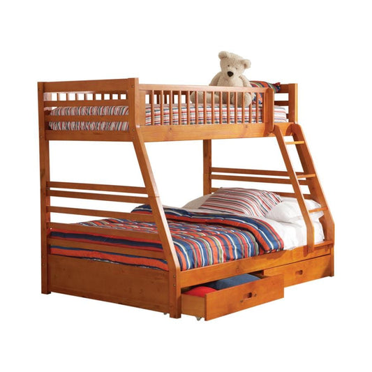 Ashton Twin over Full 2-drawer Bunk Bed Honey