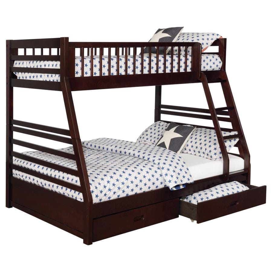 Ashton Twin over Full 2-drawer Bunk Bed Cappuccino