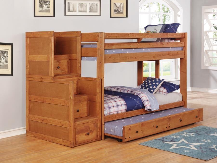 Wrangle Hill Twin over Twin Bunk Bed Amber Wash