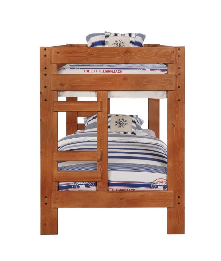 Wrangle Hill Twin over Twin Bunk Bed Amber Wash