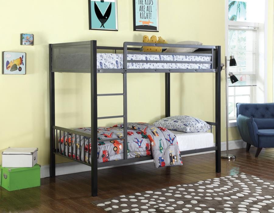 Meyers Twin over Twin Metal Bunk Bed Black and Gunmetal