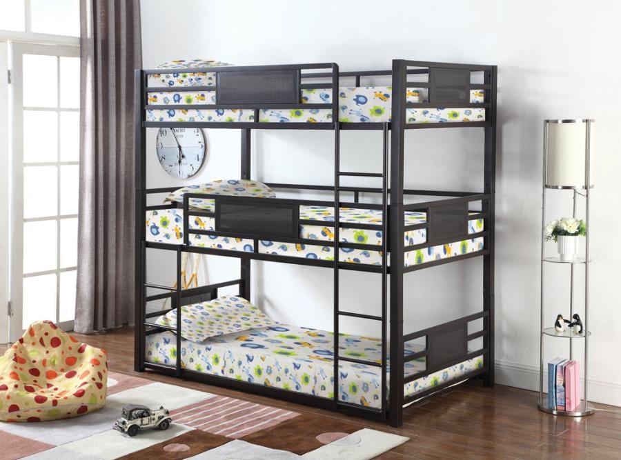 Rogen Twin Triple Bunk Bed Dark Bronze