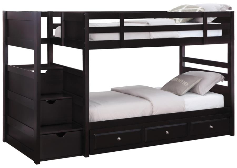 Elliott Twin over Twin Stairway Bunk Bed Cappuccino