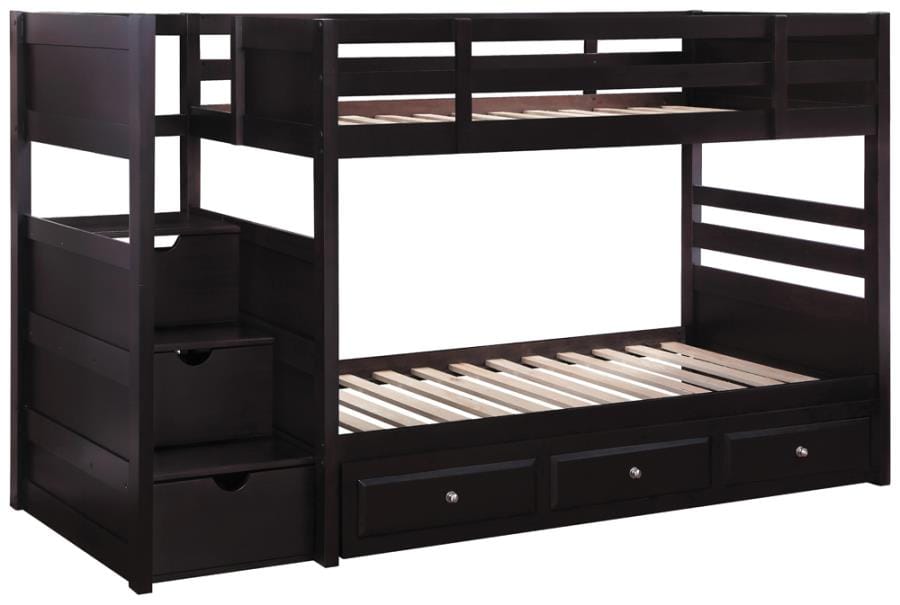 Elliott Twin over Twin Stairway Bunk Bed Cappuccino