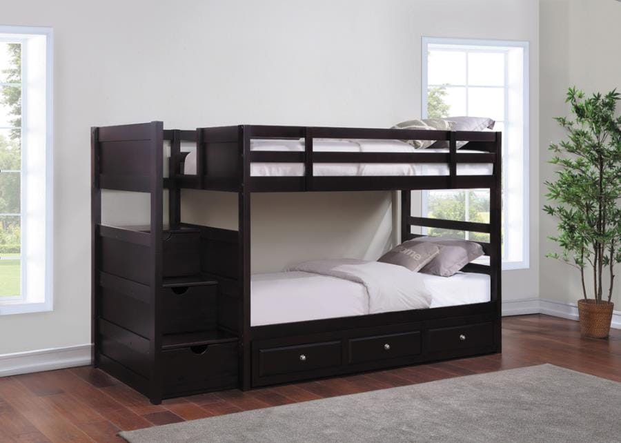 Elliott Twin over Twin Stairway Bunk Bed Cappuccino