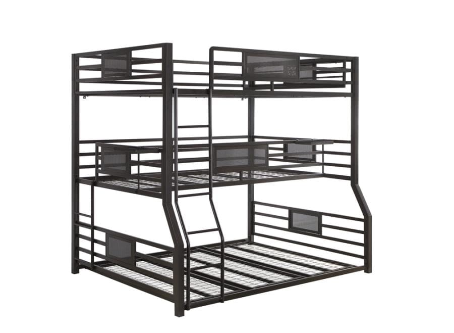 Rogen Fill/Twin Xl/Queen Triple Bunk Bed Dark Bronze