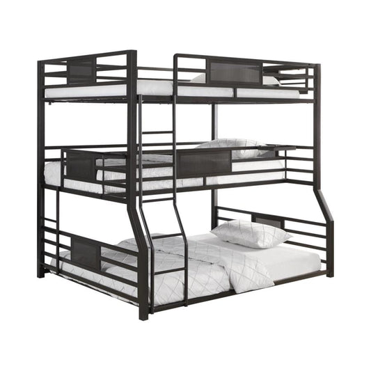 Rogen Fill/Twin Xl/Queen Triple Bunk Bed Dark Bronze