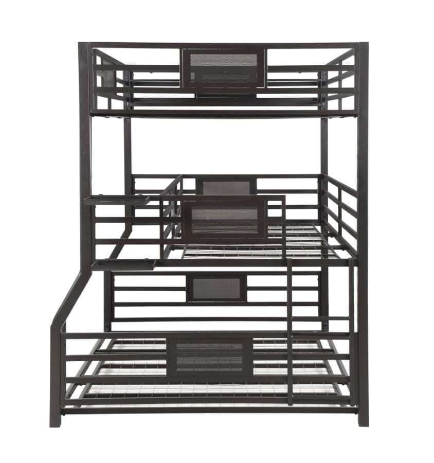 Rogen Fill/Twin Xl/Queen Triple Bunk Bed Dark Bronze