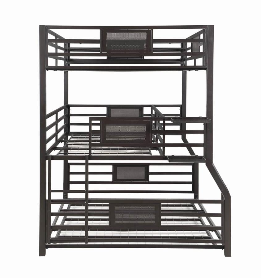 Rogen Fill/Twin Xl/Queen Triple Bunk Bed Dark Bronze