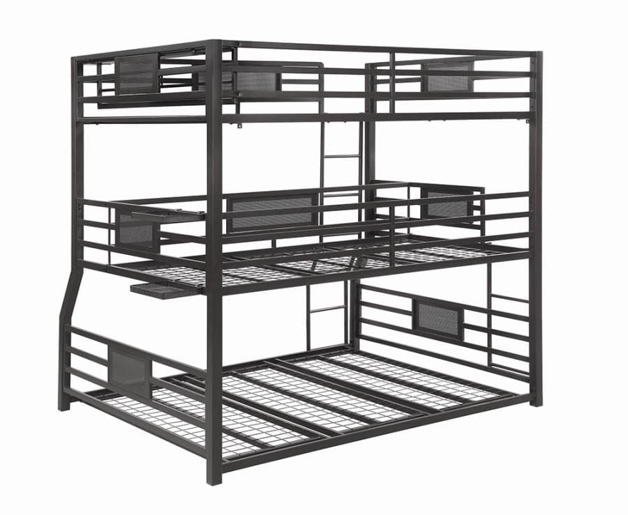 Rogen Fill/Twin Xl/Queen Triple Bunk Bed Dark Bronze