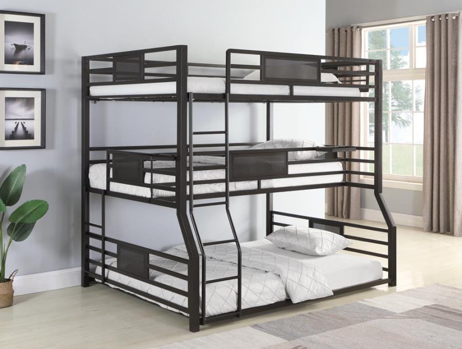 Rogen Fill/Twin Xl/Queen Triple Bunk Bed Dark Bronze