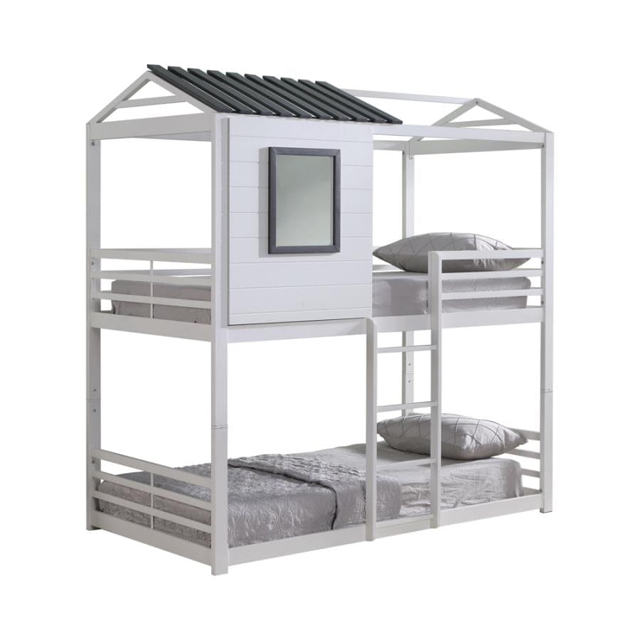 Belton House-themed Twin over Twin Bunk Bed White