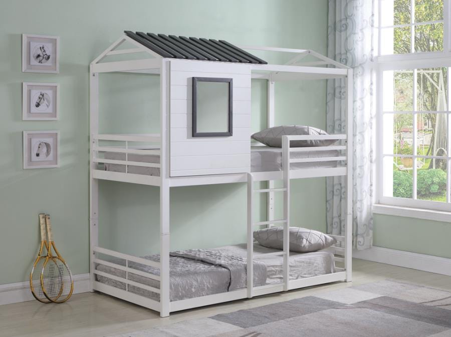 Belton House-themed Twin over Twin Bunk Bed White