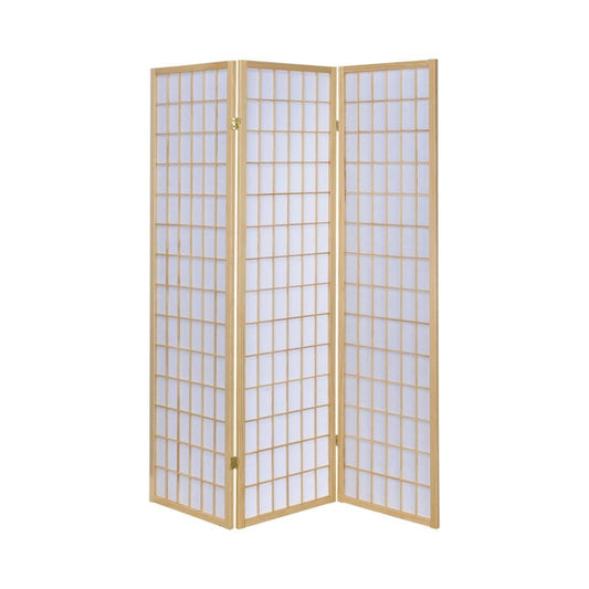 Carrie 3-panel Folding Screen Natural and White