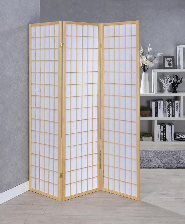 Carrie 3-panel Folding Screen Natural and White