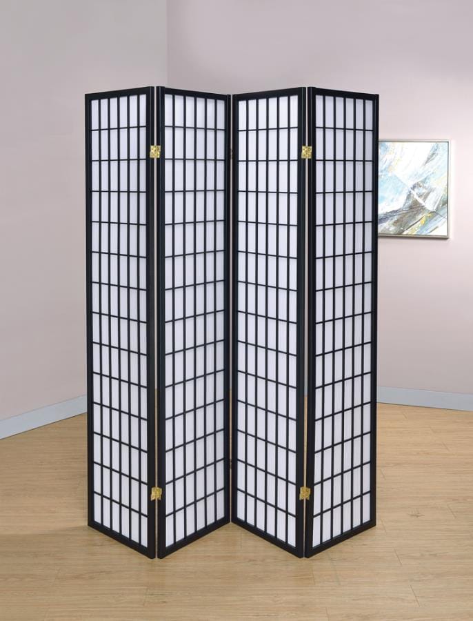 Roberto 4-panel Folding Screen Black and White