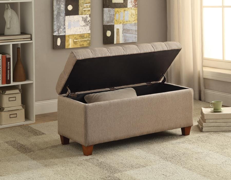 Tufted Storage Bench Taupe