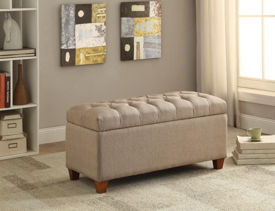 Tufted Storage Bench Taupe
