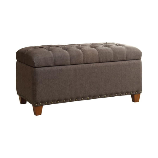 Tufted Storage Bench with Nailhead Trim Mocha