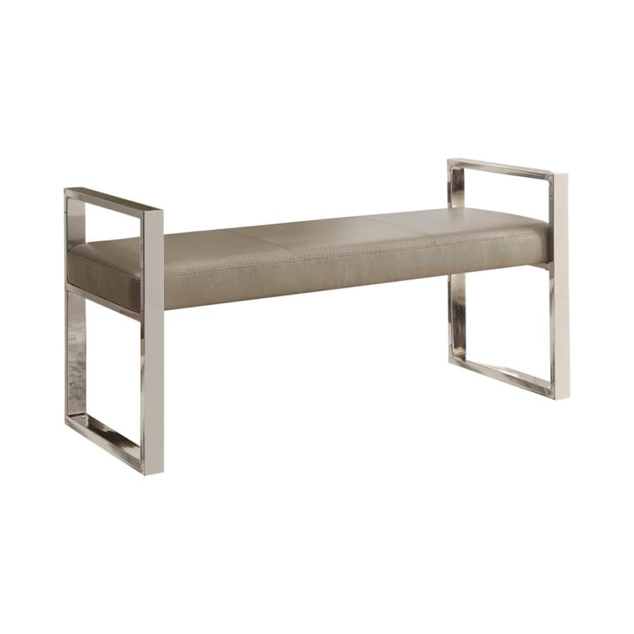 Joshua Upholstered Bench Champagne and Chrome