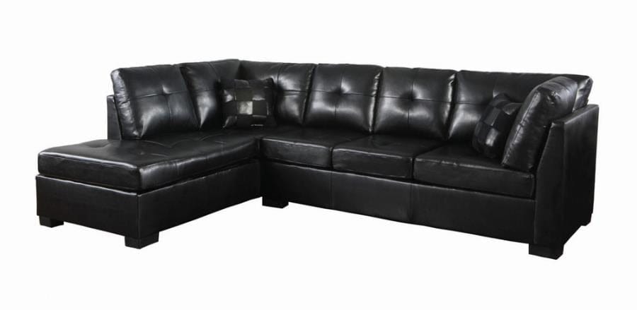 Darie Cushion Back Tufted Sectional Sofa Black